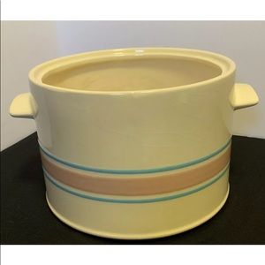 McCoy Soup Tureen USA Pottery Pink & White Stripe #0164 NO LID Vintage
